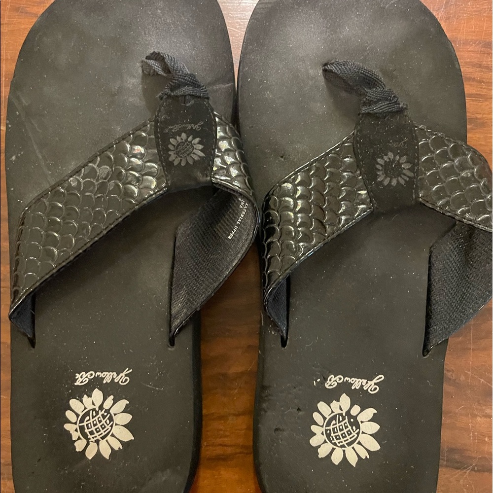 Yellow box flip flops